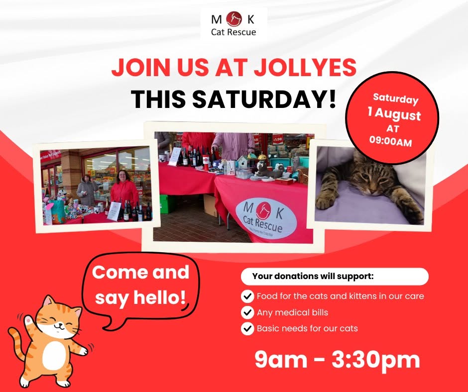 Please do come and join us at Jollyes tomorrow and support us, and the cats and …